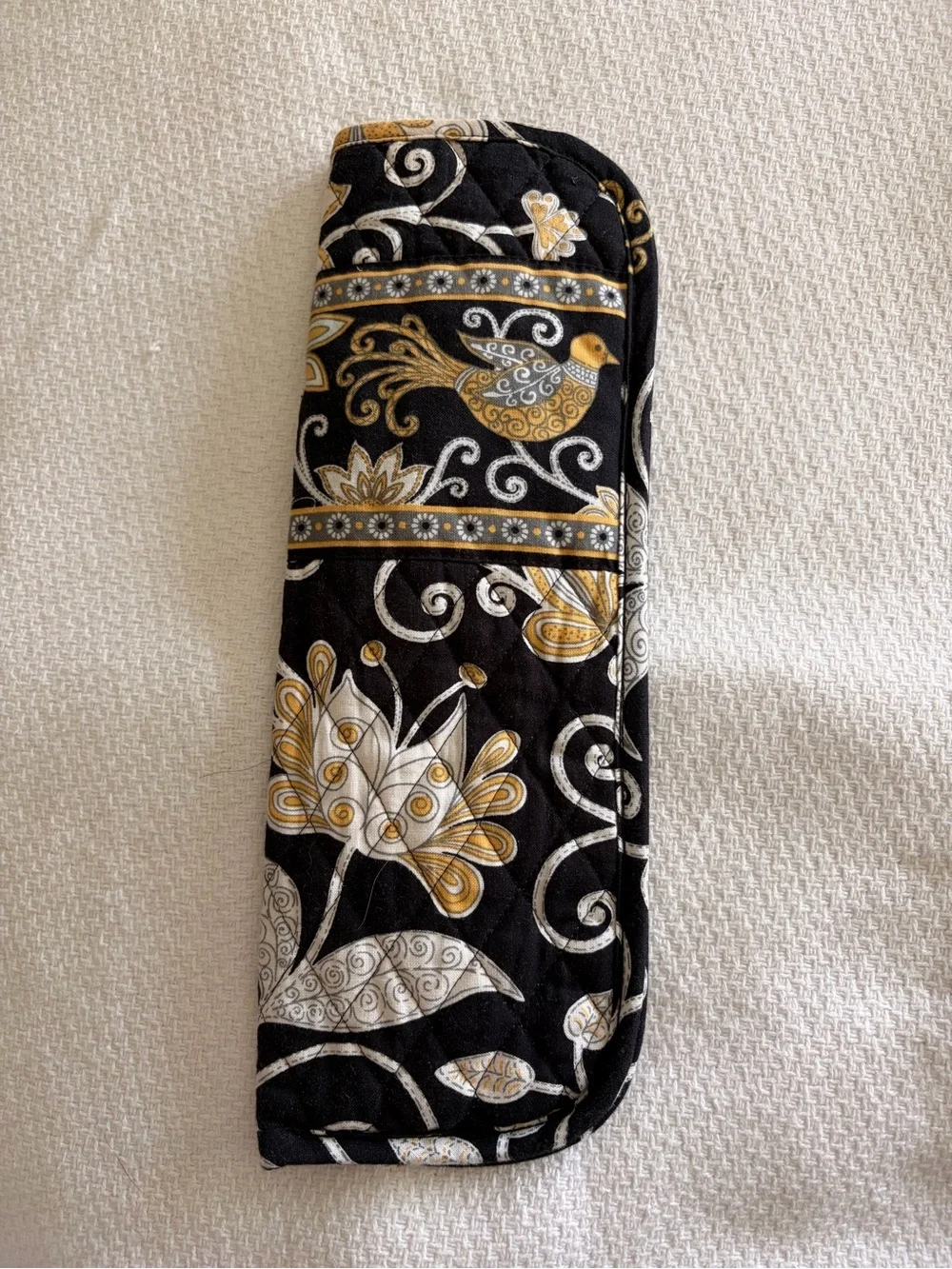 Vera Bradley Black, Gold & White Quilted flatiron/curling iron pouch